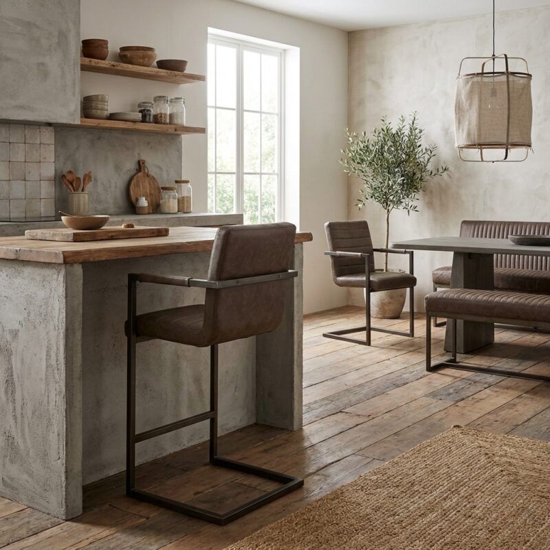 Rocca barstool Bull brown origineel metaal finish