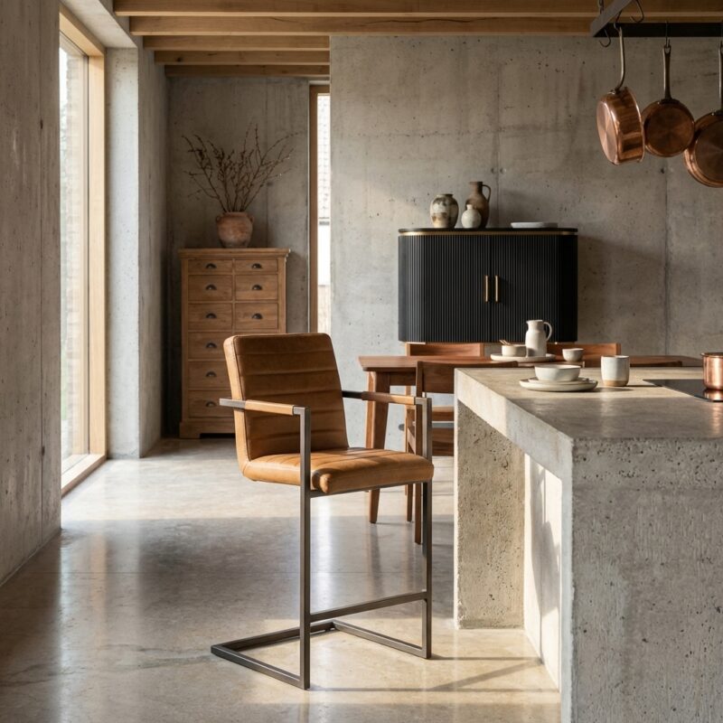 Rocca barstool Bull cognac origineel metaal finish