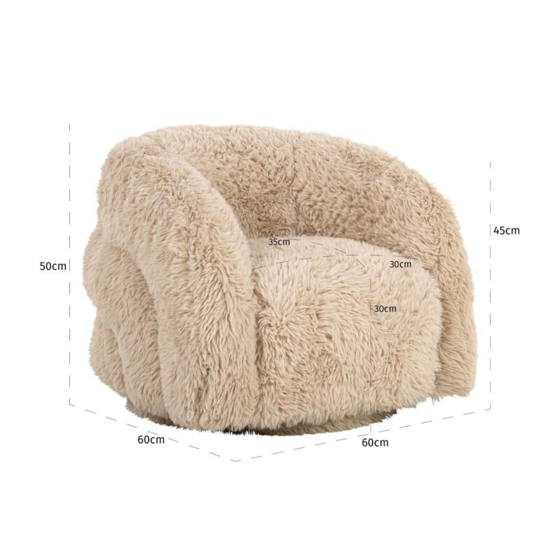 Lounge stoel Lenny yakety sand swivel kids