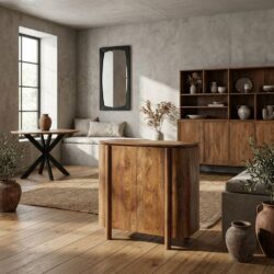 Salano 150 cm kast in natuurlijk hout met afgeronde details en poten