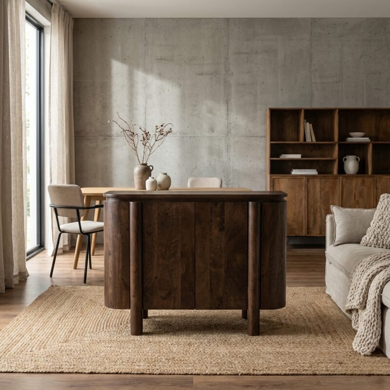 Salano Brown 105cm kast met subtiele details en opvallende poten