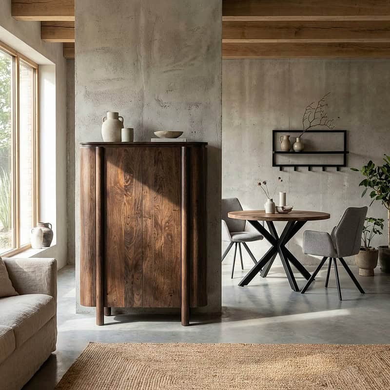 Salano Brown 150 cm kast, strak vormgegeven, duurzaam hardhout, warmbruine kleur
