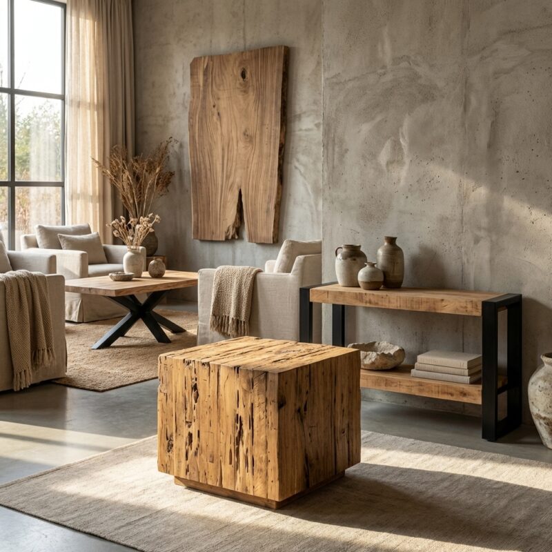 Salontafel Bridge 80, houtkleurig, teakhout, uniek design