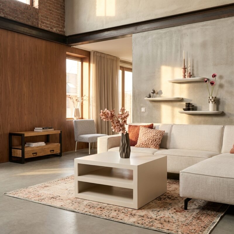 Salontafel Brussel Sand, mangohout, sand finish, modern design