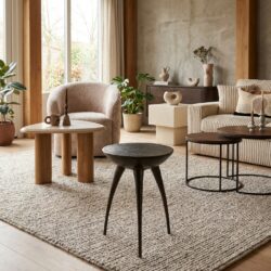 Salontafel Elze, ronde salontafel uit aluminium in zwart