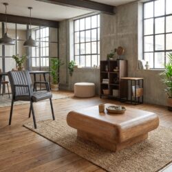 Salontafel Fedde naturel mangohout 80 cm, vierkant blad en solide basis