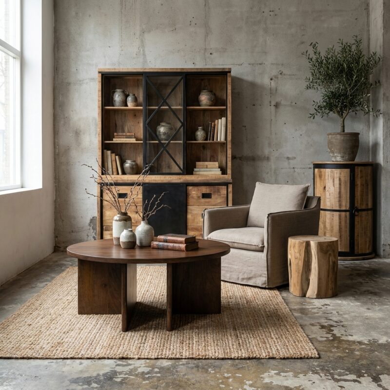 Jade salontafel donker bruin uit mango hout, moderne stijl