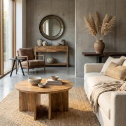 Salontafel Jade Naturel 80 cm in mango hout met robuuste kruispoot