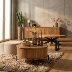 Salontafel Madison Natural rond, mangohout, modern design