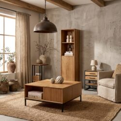 Salontafel Madison Natural, 80 cm, vierkant, mangohout, modern design