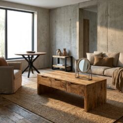 Salontafel Sophie 130, rechthoekig, houtkleur, mango hout, eenvoudig ontwerp