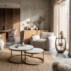 Salontafel Whitebone verona grey set van twee premium Oak Veneer tafels