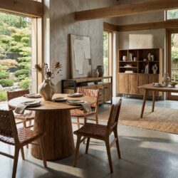 Salvator 130cm eettafel, rond, bruin, mangohout, elegant design