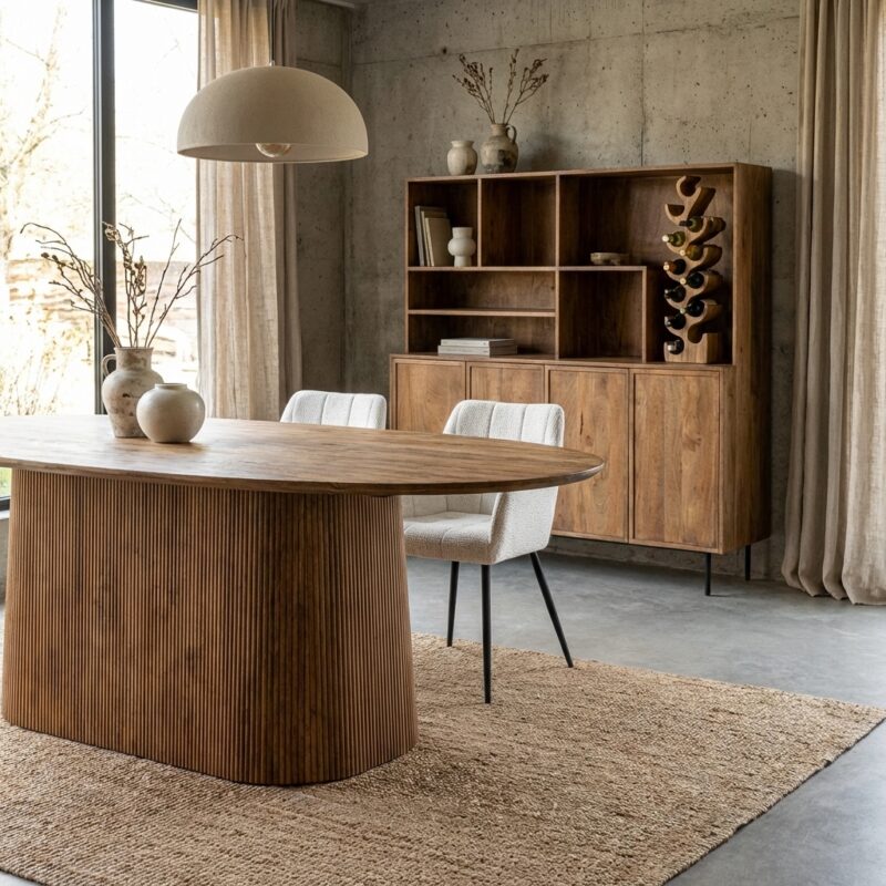 Ovale eettafel Salvator in bruin mangohout van Livingfurn
