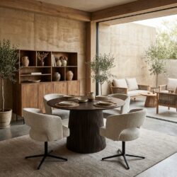 Salvator eettafel, rond, bruin, mangohout, elegant design