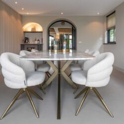 Eettafel Bottega Blush beige danish oval detail blad