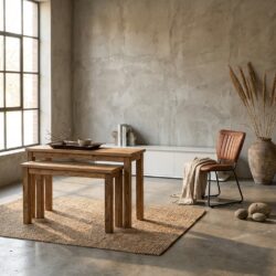 Sidetable Bridge Set van 2 tafels uit teakhout voor woonkamer