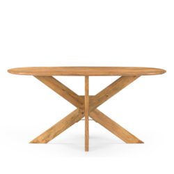 Detail van het houten onderstel van de Runa eettafel