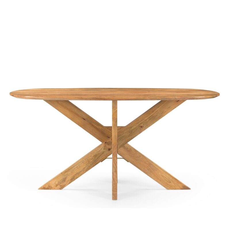 Detail van het houten onderstel van de Runa eettafel