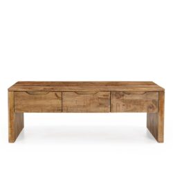 Salontafel Sophie 130, lades, houtkleur, mango hout