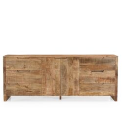 Detail van de lades van het mangodressoir