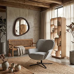Sven Bisque Oasis draaifauteuil beige stof gecoat staal comfortabel zitmeubel