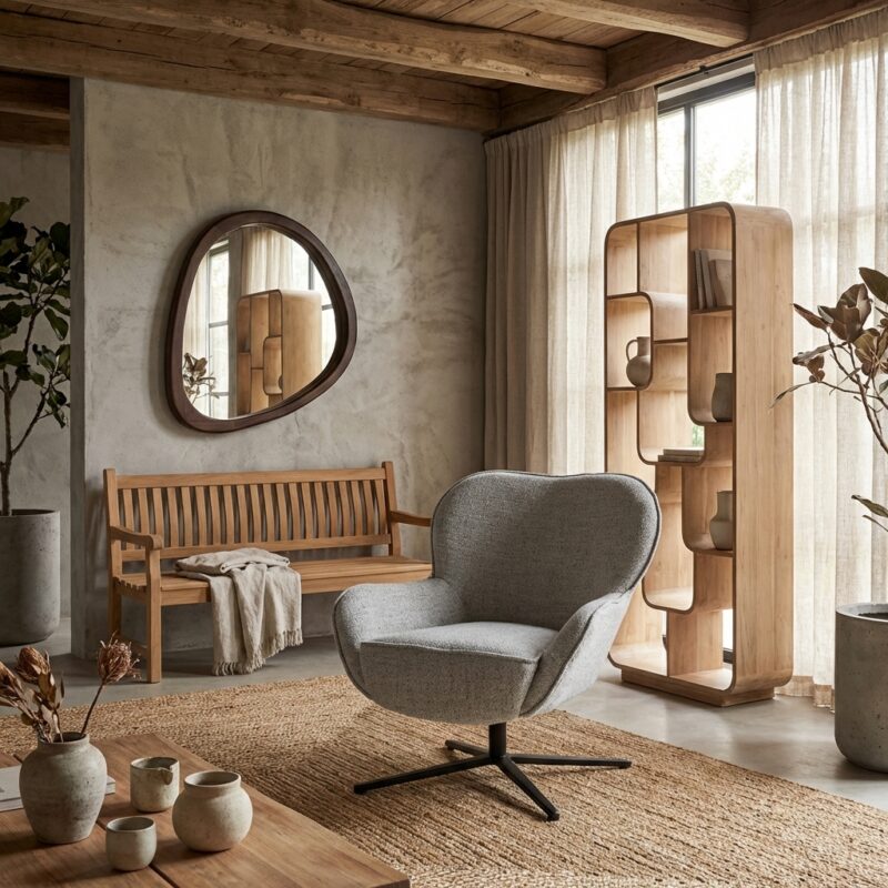 Sven Bisque Oasis draaifauteuil beige stof gecoat staal comfortabel zitmeubel