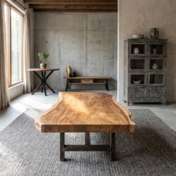 Suar houten tafelblad met natuurlijke kleurschakeringen en vlamtekeningen