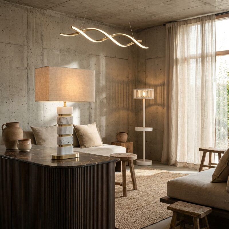 Tafellamp Lenore goud met marmeren lampvoet en gouden details