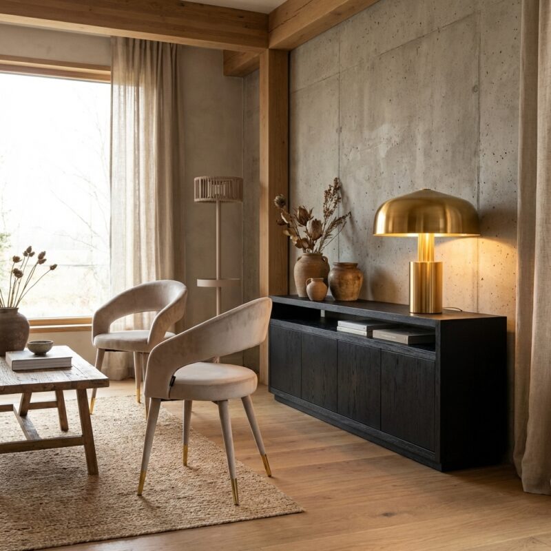 Tafellamp Linzy in brushed goud met minimalistisch ontwerp