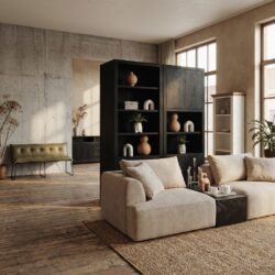 Tenna opbergkast 80 cm, landelijk modern, zwart, gemonteerd