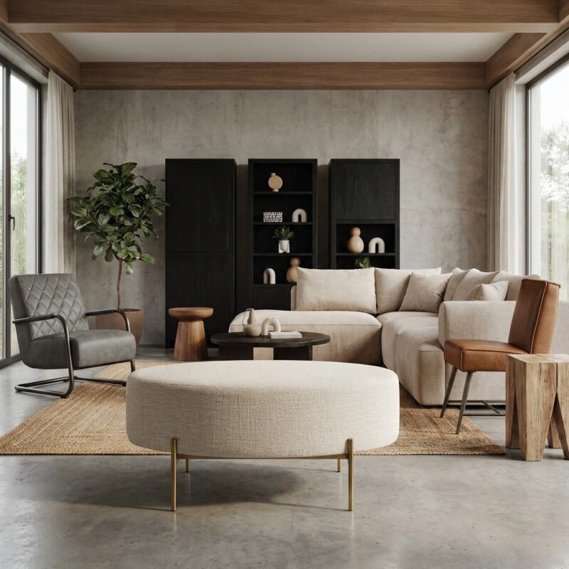 Tenna opbergkast 80 cm, landelijk modern, zwart, gemonteerd