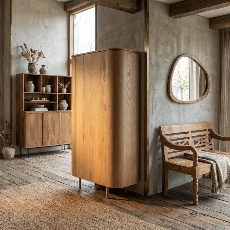 Tobago 180cm eikenfineer kast in natuurlijk hout