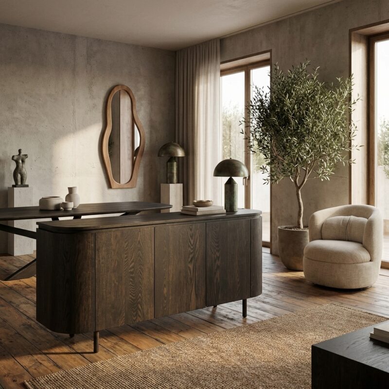 Tobago Espresso kast 170cm, bruin eikenhout fineer, elegante collectie