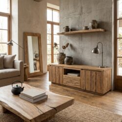 Tv-meubel Bridge 150, houtkleurig, teakhout, stijlvol, woonkamer