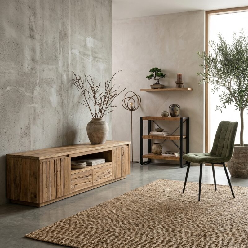 Tv-meubel Bridge 200, houtkleurig, teakhout, stijlvol en praktisch