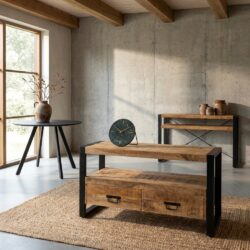 Britt tv-meubel met laden in hout en staal, stijlvol en functioneel