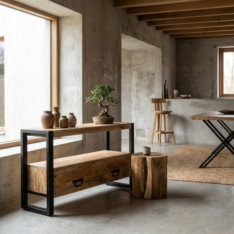 Tv-meubel Britt met laden 120 in hout en staal, stijlvol en functioneel