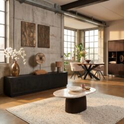 TV-meubel Brussel Black, mangohout, black finish, modern design