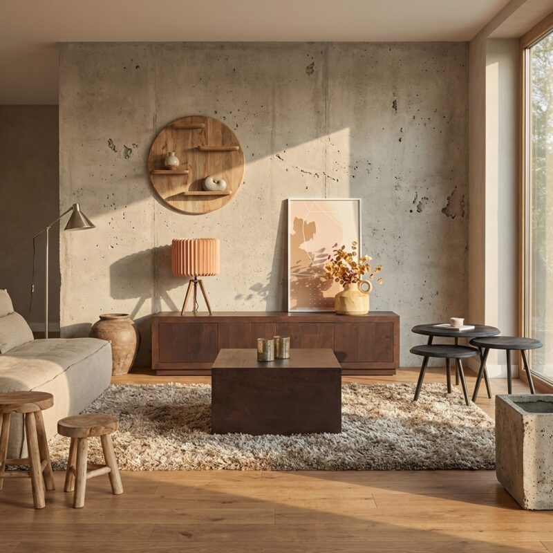 TV-meubel Brussel Walnut, mangohout, walnut finish, modern design