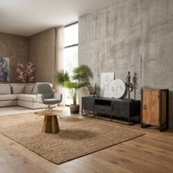 Denver Black tv meubel met één lade, open vak en twee deuren