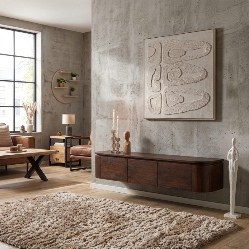 Tv-meubel Excellent Brown, mangohout, stijlvol, zwevend ontwerp