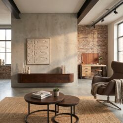 Stijlvol tv-meubel Excellent Brown met zwevend ontwerp en mangohout