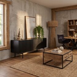 Tv meubel Madison Black, complete voorziening met vier deuren