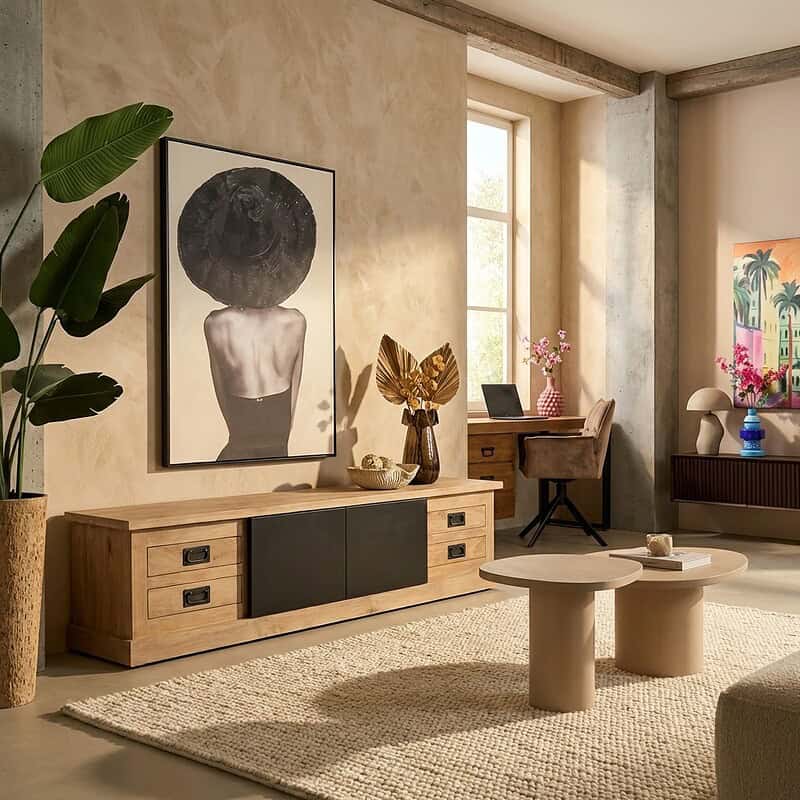 Tv meubel Noa Naturel Mangohout 200 cm