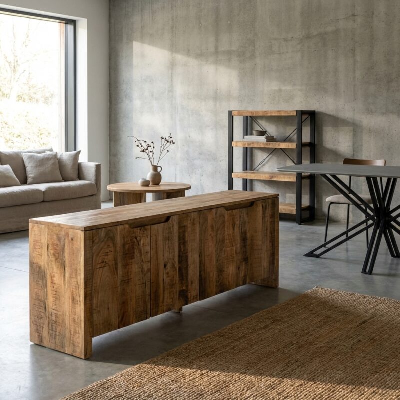 TV-meubel Sophie 160 cm in mango hout, eenvoudig en praktisch