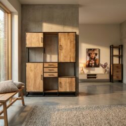 Vakkenkast Dakota Supreme XXL, massief mangohout, lichte finish, woonserie