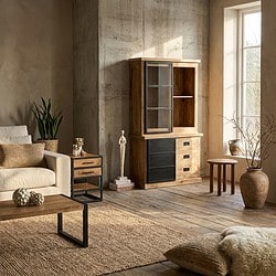 Vitrinekast Noa Naturel Mangohout 120 cm