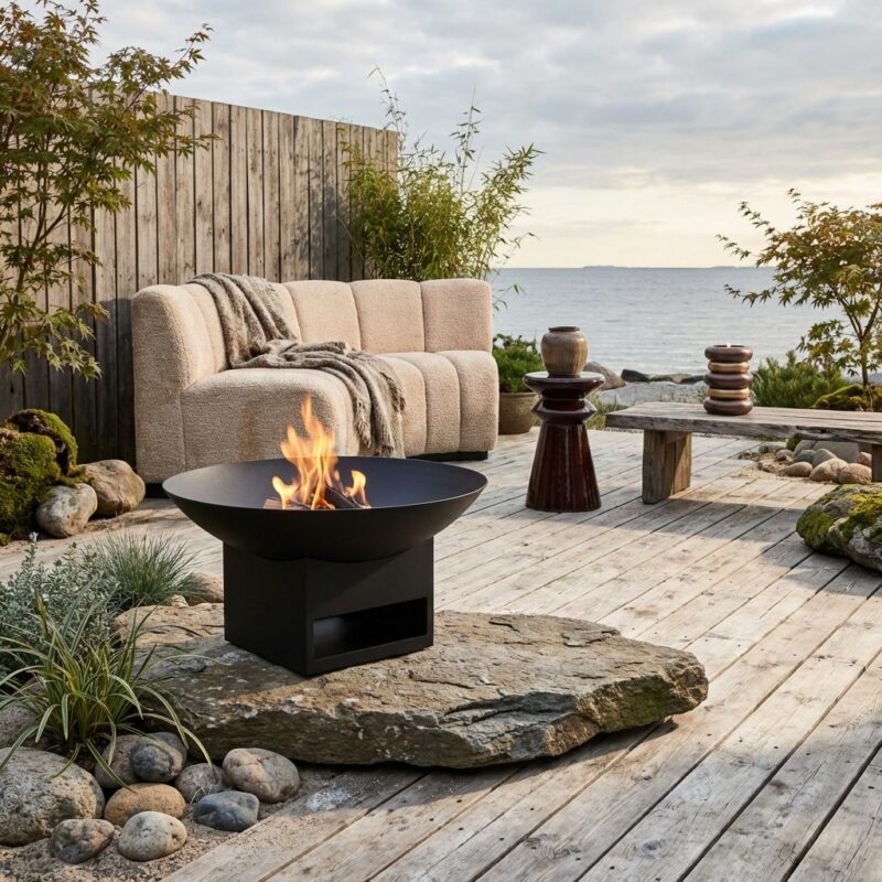 Vuurkorf Davey black, robuust design, donkere afwerking, handgemaakt