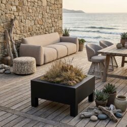 Vuurkorf Nerium black, stijlvolle outdoor vuurschaal in donkere afwerking